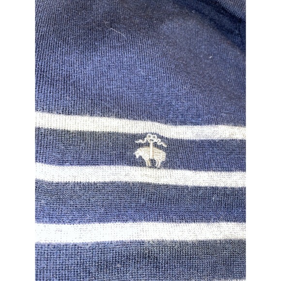 Brooks Brothers Swift Merino Wool Half Zip Pullover Medium Blue Stripe - Picture 3 of 3
